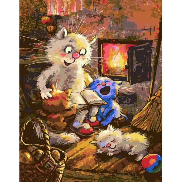 Картина за номерами Strateg ПРЕМІУМ Затишний вечір з лаком розміром 50х40см, SY6367