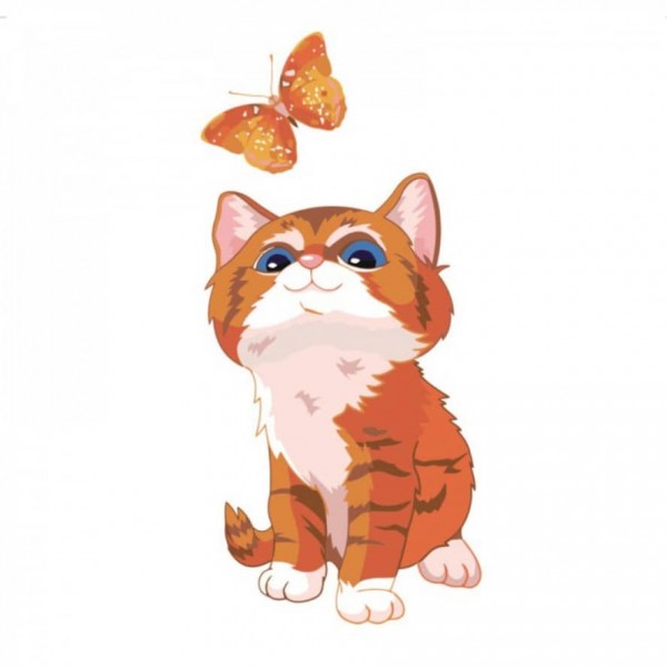 Картина за номерами Strateg ПРЕМІУМ Цікаве кошеня з лаком розміром 30х30см, ES011