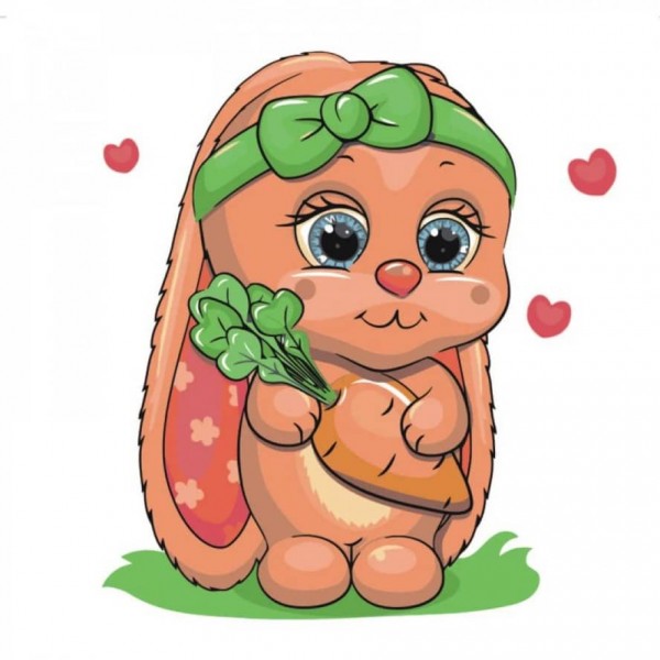 Картина за номерами Strateg ПРЕМІУМ Миленьке зайченя з лаком розміром 30х30см, ES023