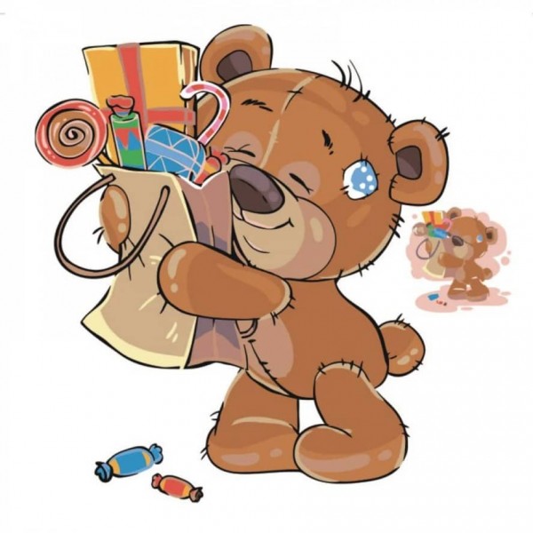 Картина за номерами Strateg ПРЕМІУМ Любитель солодощів з лаком розміром 30х30см, ES030