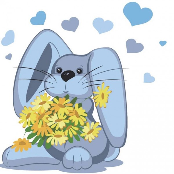 Картина за номерами Strateg ПРЕМІУМ Вухастик з лаком розміром 30х30см, ES039