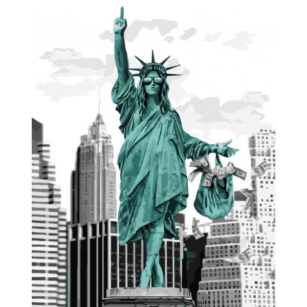 Картина за номерами Strateg ПРЕМІУМ Статуя нового часу з лаком розміром 50х40см, VA-3422