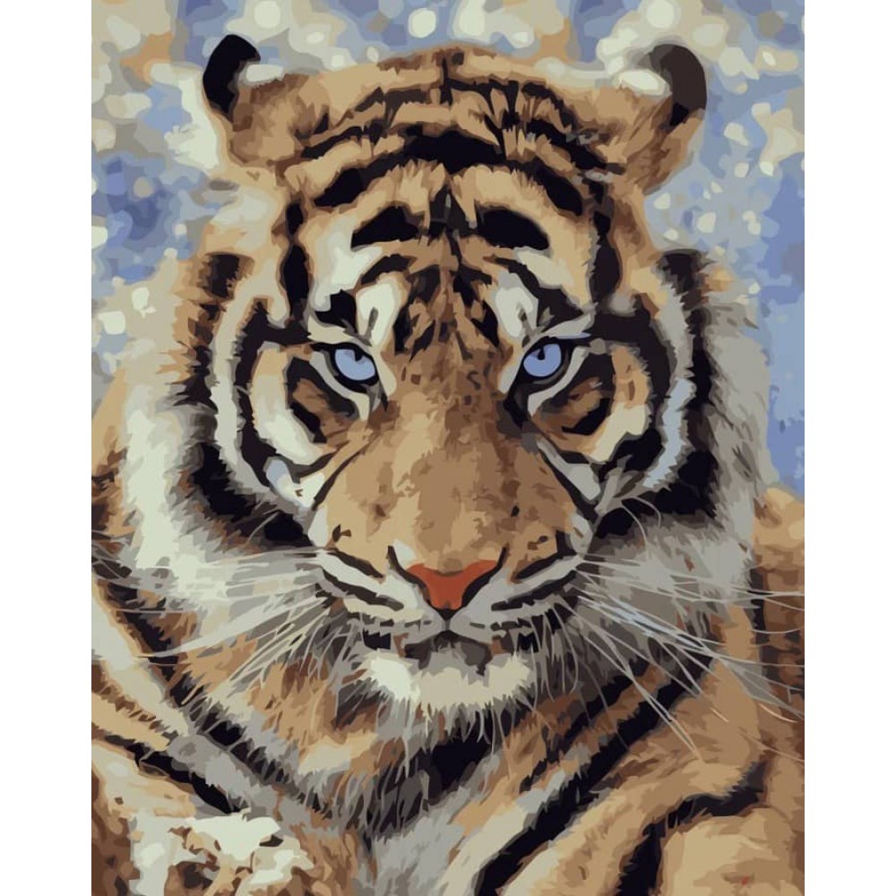 Картина за номерами Strateg ПРЕМІУМ Погляд хижака з лаком розміром 50х40см, VA-3431