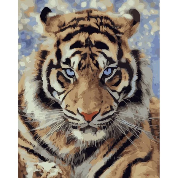 Картина за номерами Strateg ПРЕМІУМ Погляд хижака з лаком розміром 50х40см, VA-3431