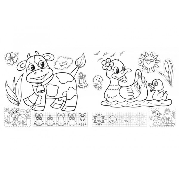 Чудо-розмальовки. 33 наліпки. Веселі прописи. Розвиваючі завдання. Гусеничка (російською мовою)