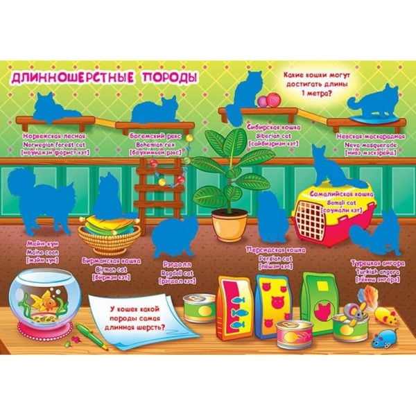 Велика книга. Розвиваючі наклейки. Розумні завдання. Кішки (російською мовою)