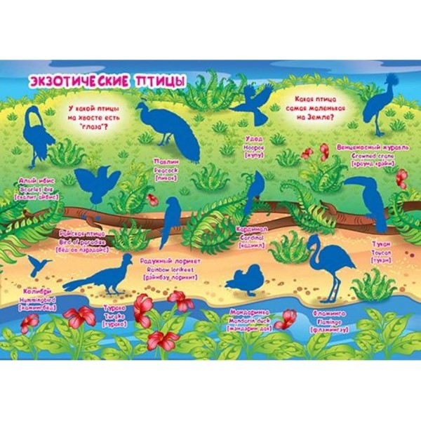 Велика книга. Розвиваючі наклейки. Розумні завдання. Птахи (російською мовою)