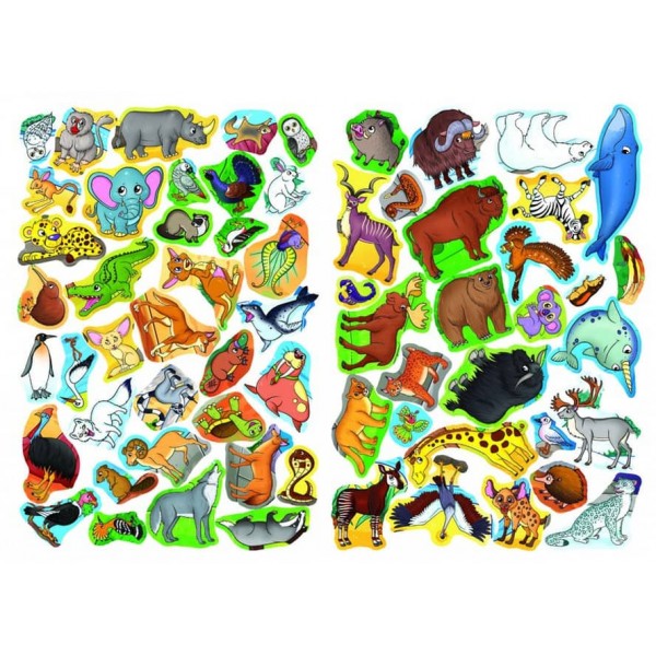 Велика книжка. Розвиваючі наліпки. Розумні завдання. Дикі тварини (українською мовою)