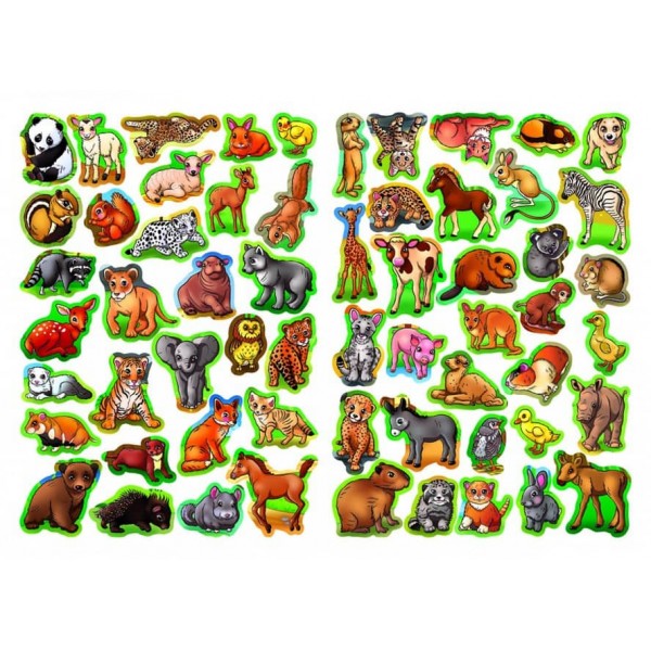 Велика книжка. Розвивальні наліпки. Розумні завдання. Малята тварин (українською мовою)