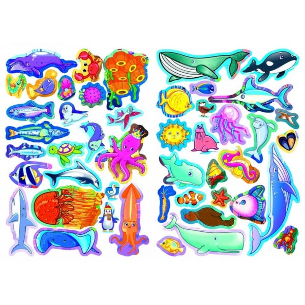 Велика книжка. Розвивальні наліпки. Розумнi завдання. Морські мешканці (українською мовою)