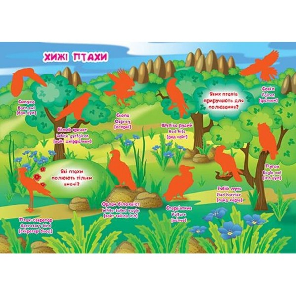 Велика книжка. Розвивальні наліпки. Розумні завдання. Птахи (українською мовою)