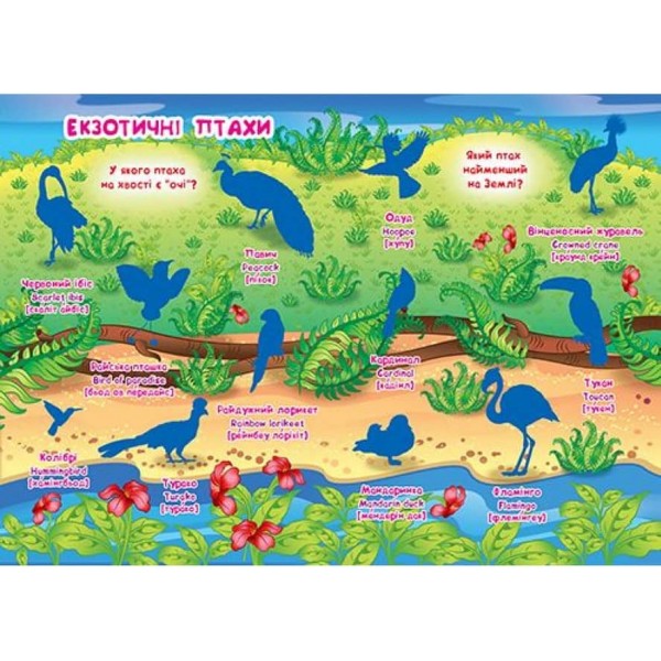 Велика книжка. Розвивальні наліпки. Розумні завдання. Птахи (українською мовою)