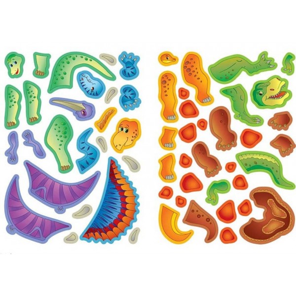 Аплікації-наліпки. Динозаври (українською мовою)