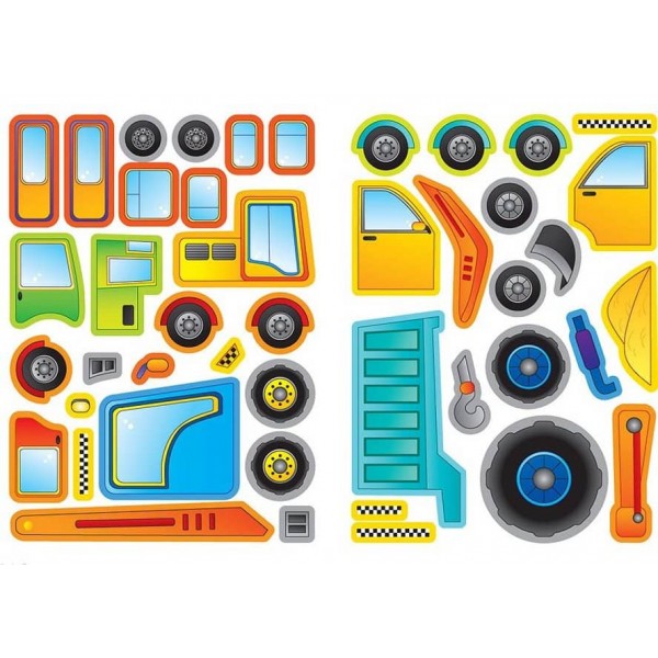 Аплікації-наліпки. Машинки (українською мовою)