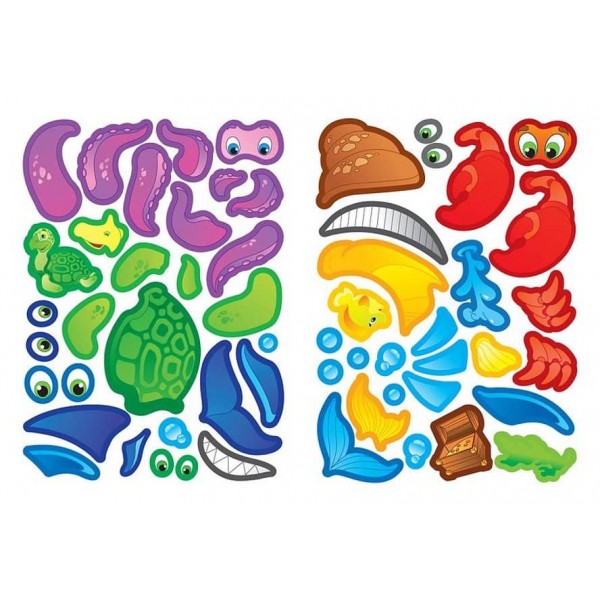 Аплікації-наліпки. Підводний світ (українською мовою)