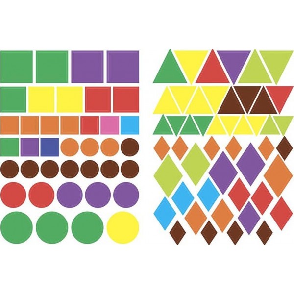 Геометричні наліпки — Знайди за кольором (українською мовою)