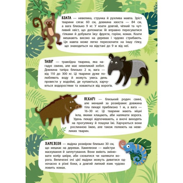 Панорамка-енциклопедія. Дивовижні джунглі (+ багаторазові наліпки) (українською мовою)