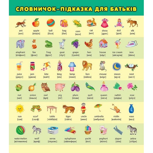 Перша книга з наліпками. Англійська абетка (українською мовою)