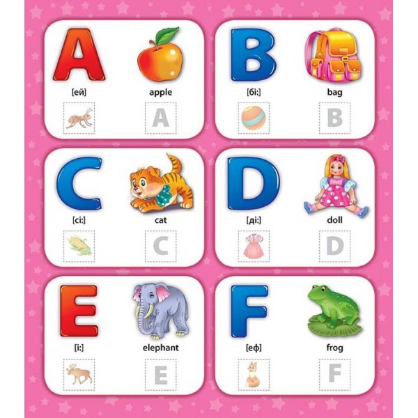 Перша книга з наліпками. Англійська абетка (українською мовою)