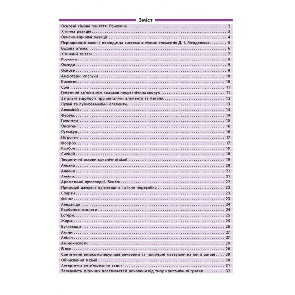 Довідник у таблицях. Хімія. 7–11 класи (українською мовою)