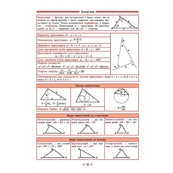 Довідник у таблицях. Геометрія. 7–11 класи (українською мовою)